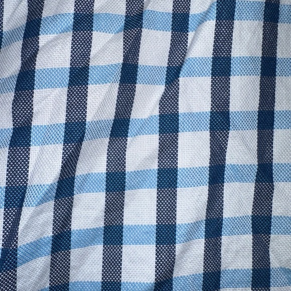 Peter Millar Mens XL Blue White Check Button Down Shirt Cotton Long Sleeve - Picture 5 of 5